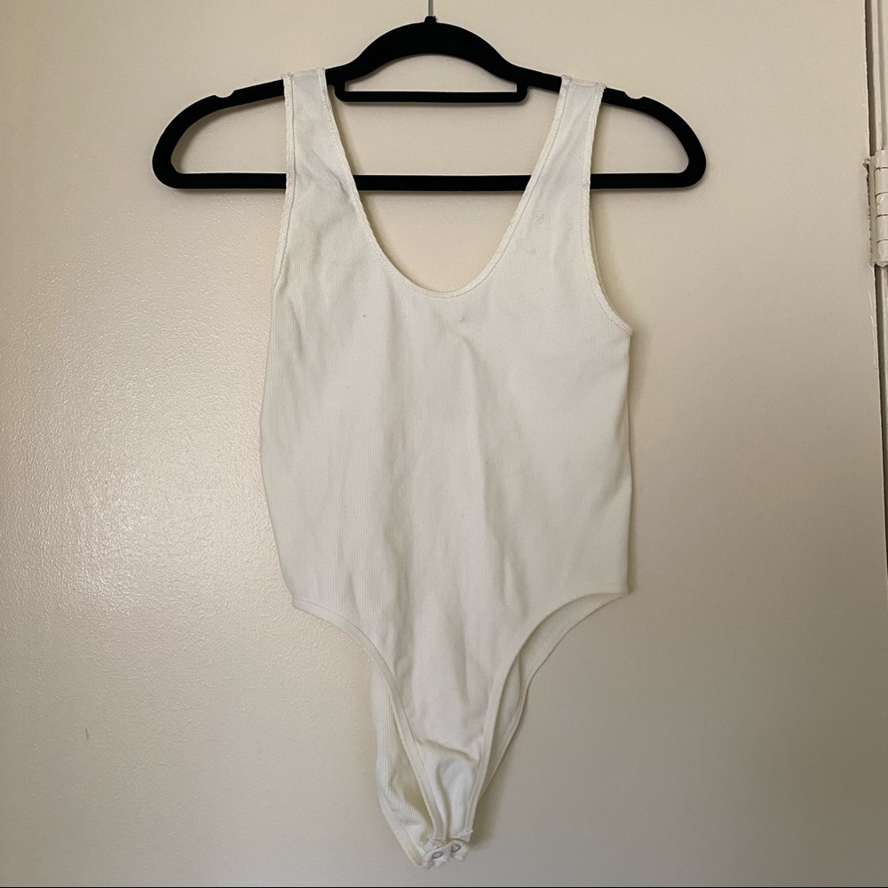 Ribbed cream bodysuit